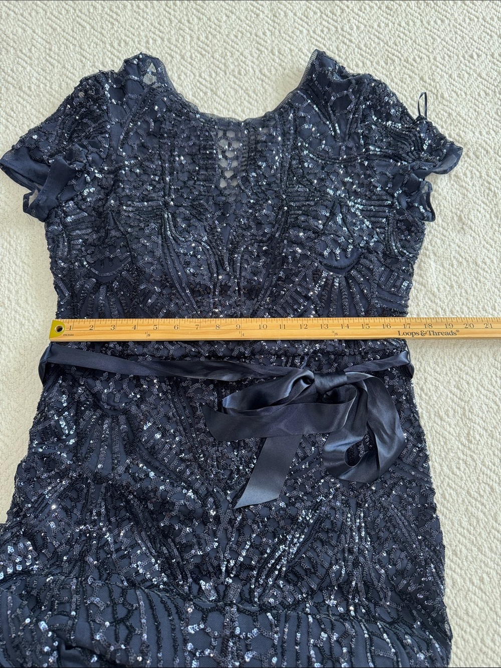 R&M Richards Embroidered Sequin Panel Godet Evening Gown Sz 14 - Picture 10 of 11